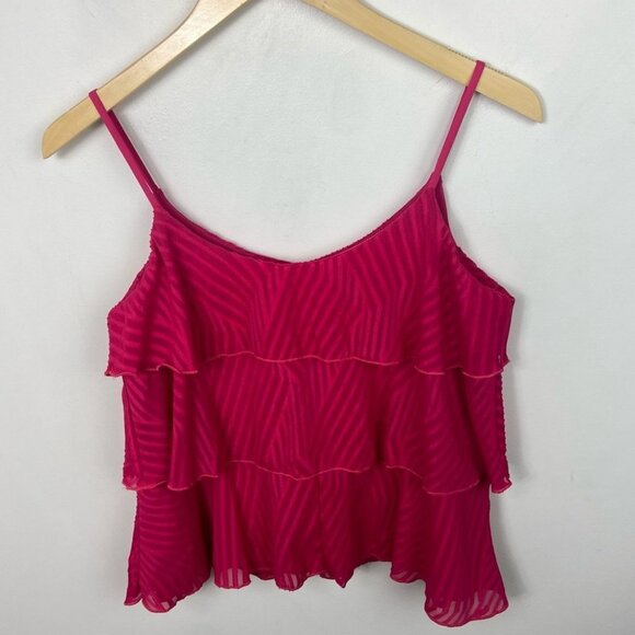 Anthropologie Amadi Tiered Ruffle Pink Cami Tank Size XS Layer Top Bohemian Boho - Picture 4 of 8